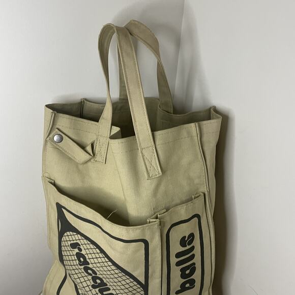 VTG 70s Tennis Racquet Balls Tote Tan Canvas Gear Bag Pickleball Retro Hipster - Picture 8 of 16